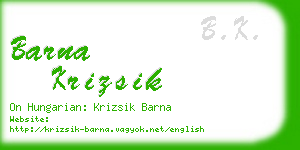 barna krizsik business card